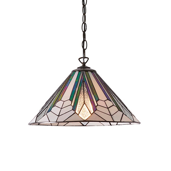 Astoria Medium Tiffany Glass Ceiling Pendant Light In Dark Bronze