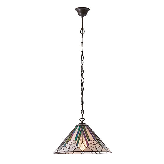 Astoria Medium Tiffany Glass Ceiling Pendant Light In Dark Bronze