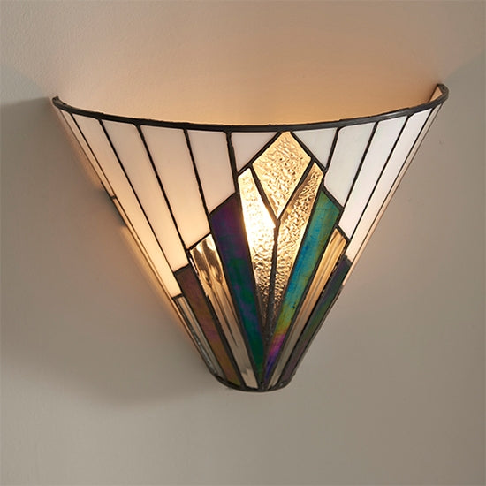 Astoria Tiffany Glass Wall Light In Matt Black