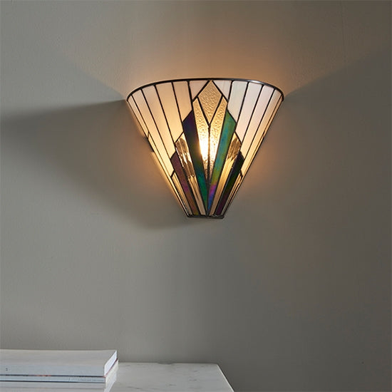 Astoria Tiffany Glass Wall Light In Matt Black