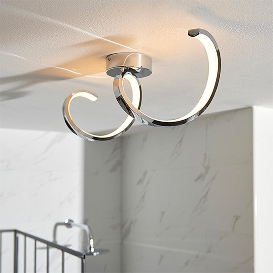 Astral LED Semi Flush Ceiling Light In Chrome