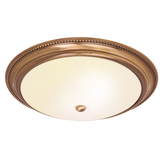 Atlas 2 Lights Flush Ceiling Light In Antique Brass