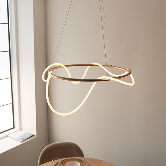 Attalea LED Ceiling Pendant Light In Satin Gold