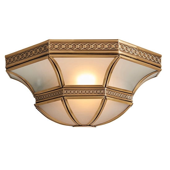 Balfour Frosted Glass Wall Light In Antique Brass