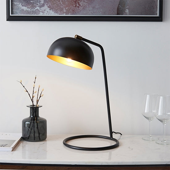 Brair Table Lamp In Matt Black And Antique Brass