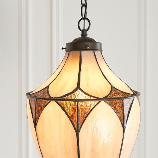 Brooklyn Medium Tiffany Glass Acorn Ceiling Pendant Light In Dark Bronze