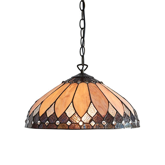 Brooklyn Medium Tiffany Glass Ceiling Pendant Light In Dark Bronze