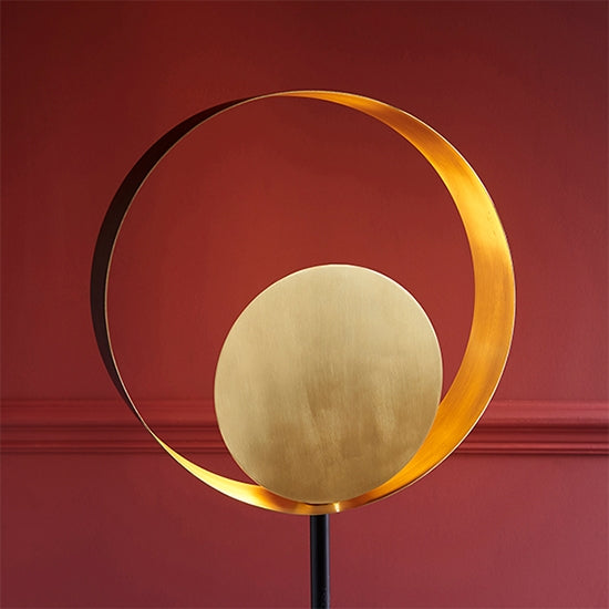 Cal Floor Lamp In Satin Brass And Matt Black