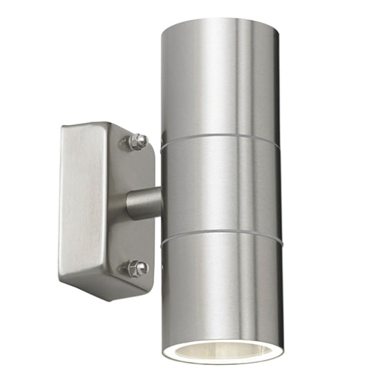 Canon Small Clear Glass 2 Lights Wall Light In Polished Stainless Steel