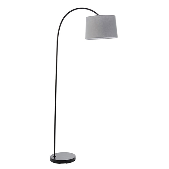 Carlson Light Grey Cotton Mix Shade Floor Lamp In Matt Black