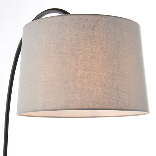 Carlson Light Grey Cotton Mix Shade Floor Lamp In Matt Black