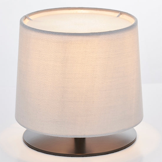 Carlson Light Grey Cotton Mix Shade Table Lamp In Matt Black