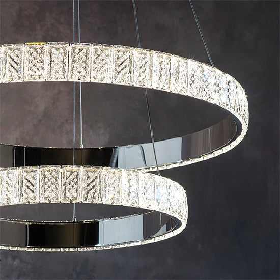 Celeste LED 2 Rings Ceiling Pendant Light In Polished Chrome