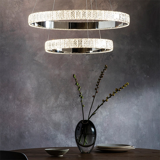 Celeste LED 2 Rings Ceiling Pendant Light In Polished Chrome