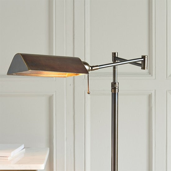 Clarendon Task Floor Lamp In Deep Antique Patina