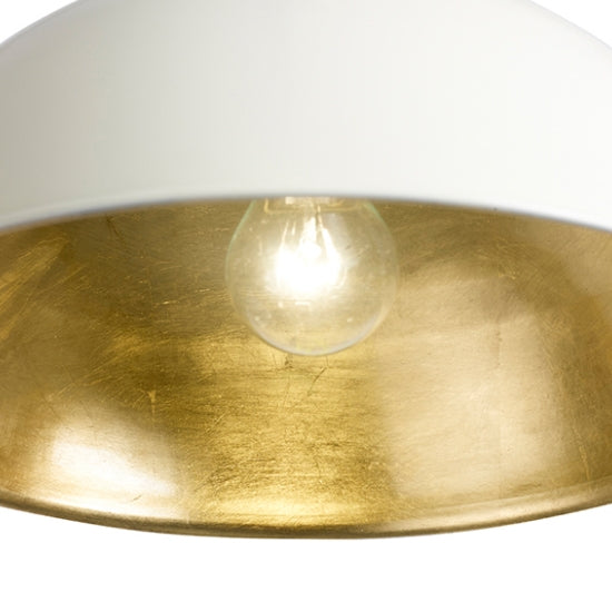 Colman Gloss Cream Ceiling Pendant Light In Gold Leaf