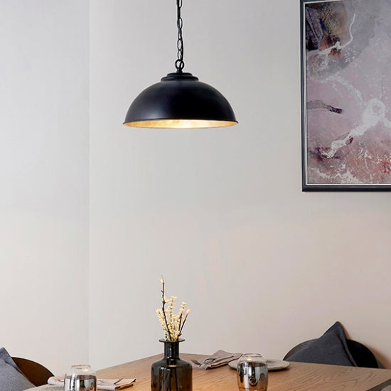 Colman Matt Black Ceiling Pendant Light In Gold Leaf