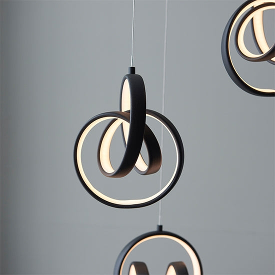 Cosma LED 3 Lights Ceiling Pendant Light In Textured Black