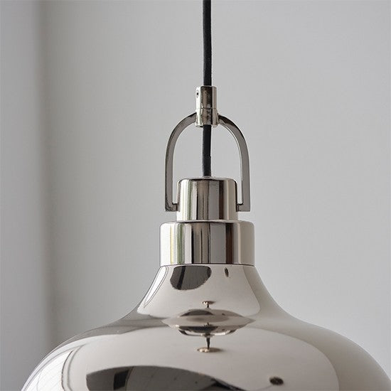 Crofton Gloss White Inner Shade Pendant Light In Polished Nickel