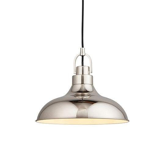 Crofton Gloss White Inner Shade Pendant Light In Polished Nickel