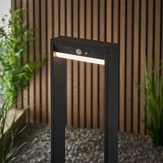 Dannah LED Tall Bollard Photocell And PIR Outdoor Post In Textured Black