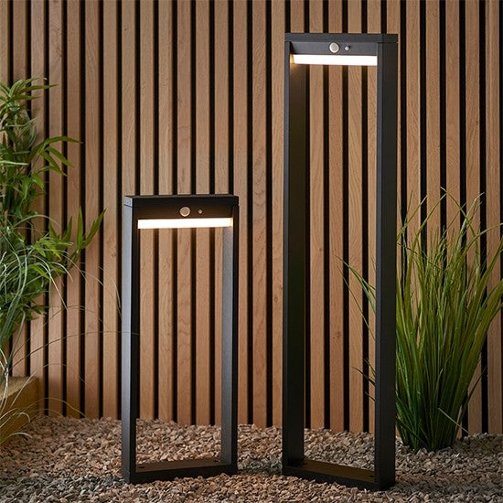 Dannah LED Tall Bollard Photocell And PIR Outdoor Post In Textured Black