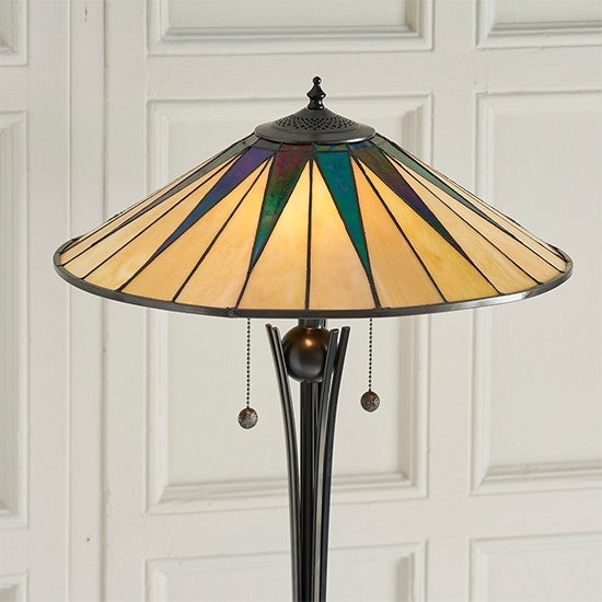 Dark Star Tiffany Glass Floor Lamp In Black