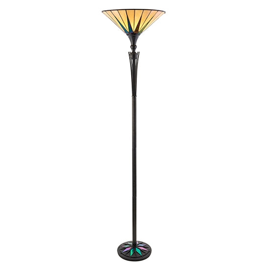 Dark Star Uplighter Tiffany Glass Floor Lamp In Black