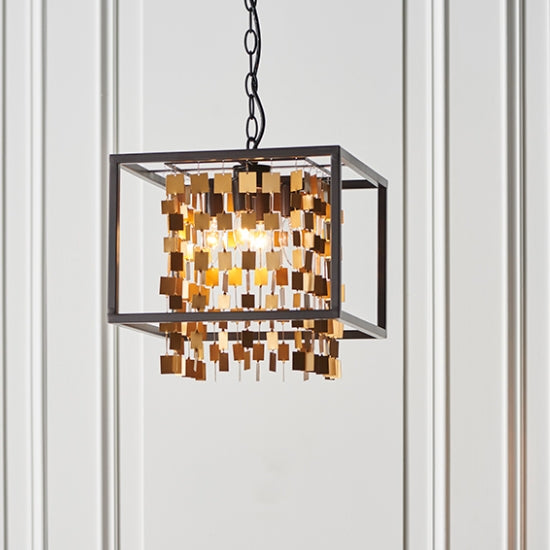 Daya 4 Lights Ceiling Pendant Light In Matt Black And Matt Gold