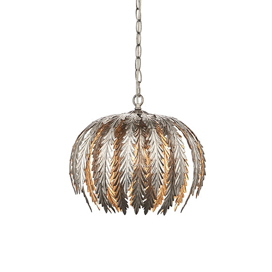 Delphine Small Decorative Layered Leaves Pendant Light In Silver