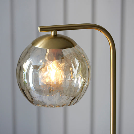 Dimple Champagne Lustre Glass Shade Floor Lamp In Brushed Brass