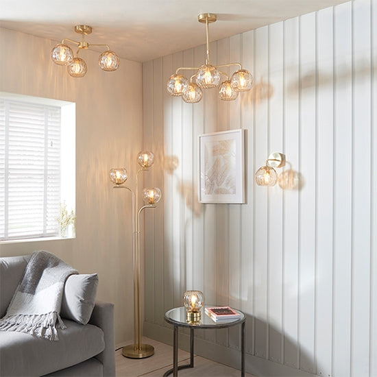 Dimple Glass Shade Table Lamp In Brushed Brass