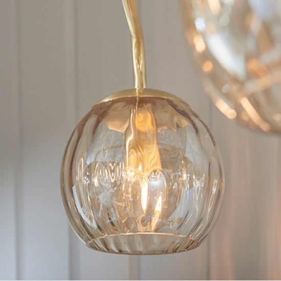 Dimple Lustre Dimpled Glass Shades Ceiling Pendant Light In Champagne