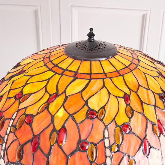 Dragonfly Flame Tiffany Glass Floor Lamp In Dark Bronze