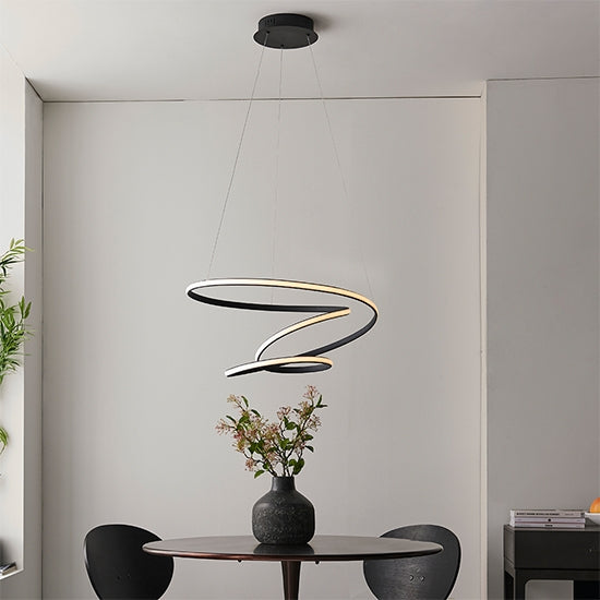 Dune LED Ceiling Pendant Light In Textured Black With White Diffuser