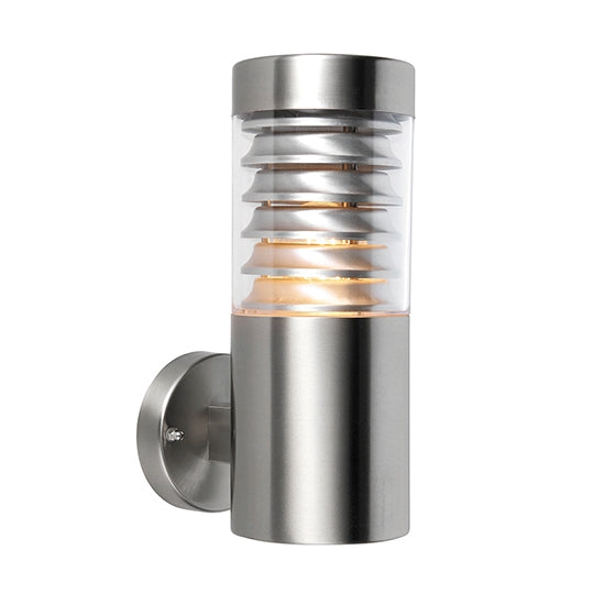 Eaves Clear Polycarbonate Shade Wall Light In Brushed Stainless Steel