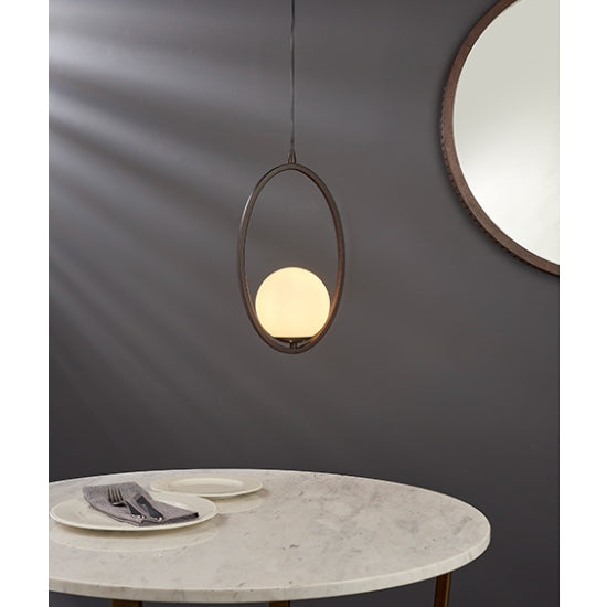 Eden Opal Glass Ceiling Pendant Light In Aged Bronze Effect