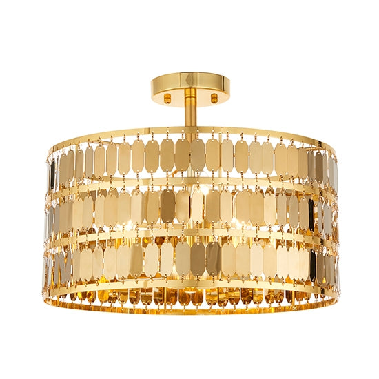 Eldora 3 Lights Flush Ceiling Light In Gold