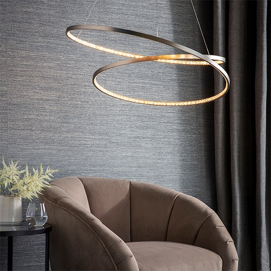 Eternity LED Ceiling Pendant Light In Matt Nickel