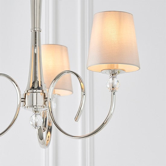 Fabia 3 Lights Ceiling Pendant Light In Polished Nickel With Marble Silk Shades