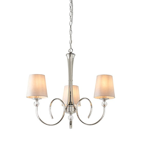 Fabia 3 Lights Ceiling Pendant Light In Polished Nickel With Marble Silk Shades