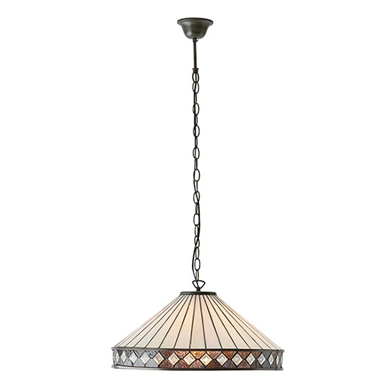 Fargo Large Tiffany Glass Ceiling Pendant Light In Dark Bronze