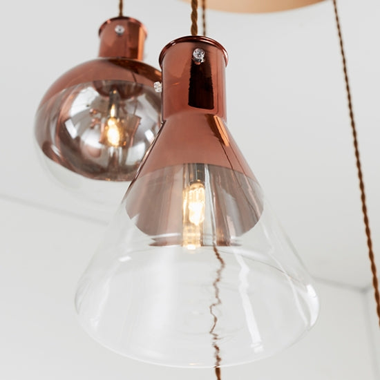 Giamatti 6 Lights Glass Shade Ceiling Pendant Light In Copper