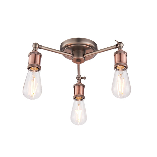 Hal 3 Lights Semi Flush Ceiling Light In Aged Pewter And Aged Copper