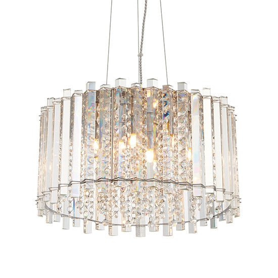Hanna 5 Lights Clear Crystals Flush Ceiling Light In Polished Chrome