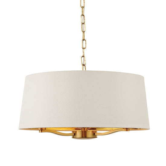 Harvey Round White Shade Ceiling Pendant Light In Brushed Gold