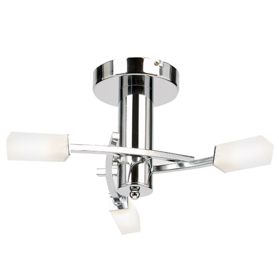 Havana 3 Lights Frosted Glass Semi Flush Ceiling Light In Chrome