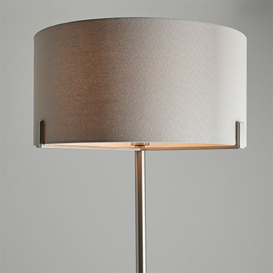 Hayfield Pale Grey Cylinder Shade Floor Lamp In Nickel