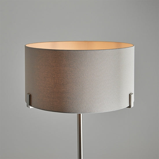 Hayfield Pale Grey Cylinder Shade Floor Lamp In Nickel