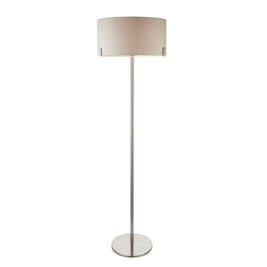 Hayfield Pale Grey Cylinder Shade Floor Lamp In Nickel